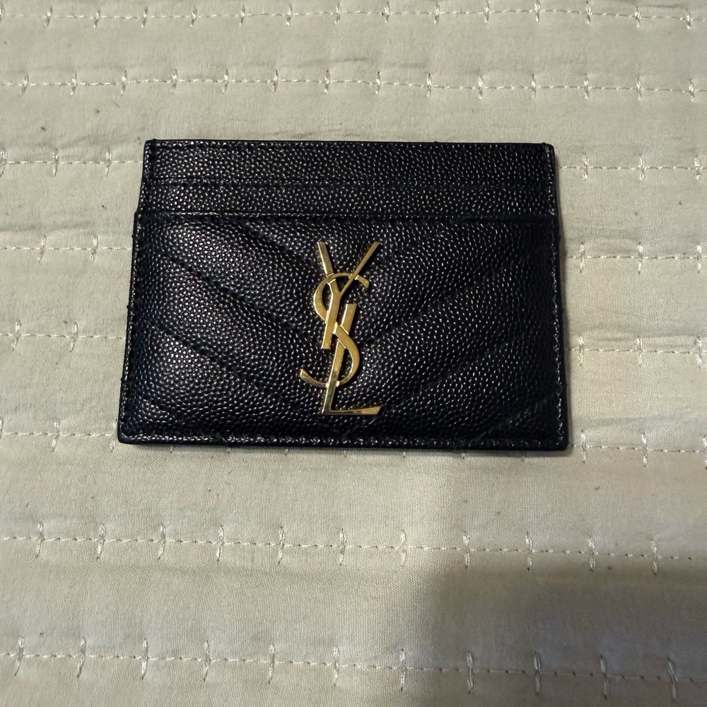 Saint Laurent Black Leather Card Holder